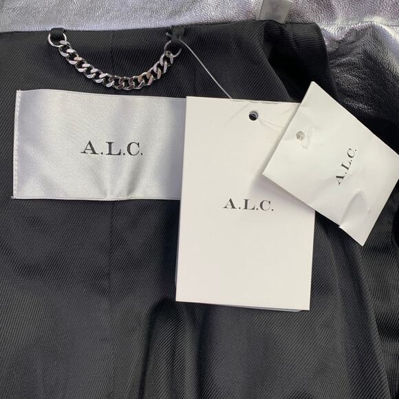 A.L.C. Size M Silver Viscose Blend Metallic Jacket Blazer - Picture 7 of 9